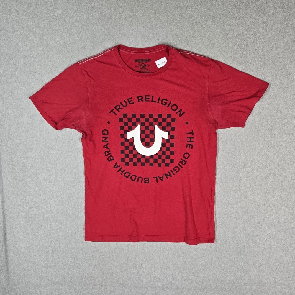 True Religion Men Shirt M/M Red Graphic Logo Short Sleeve Print